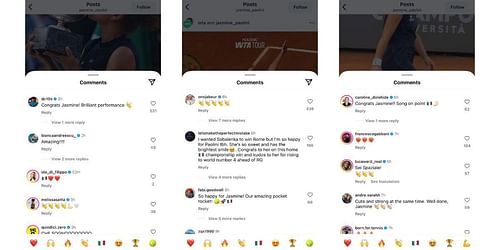Comments on Paolini's Instagram posts