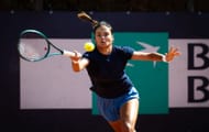Emma Raducanu during a practice session at the 2025 Italian Open (Source: Getty)