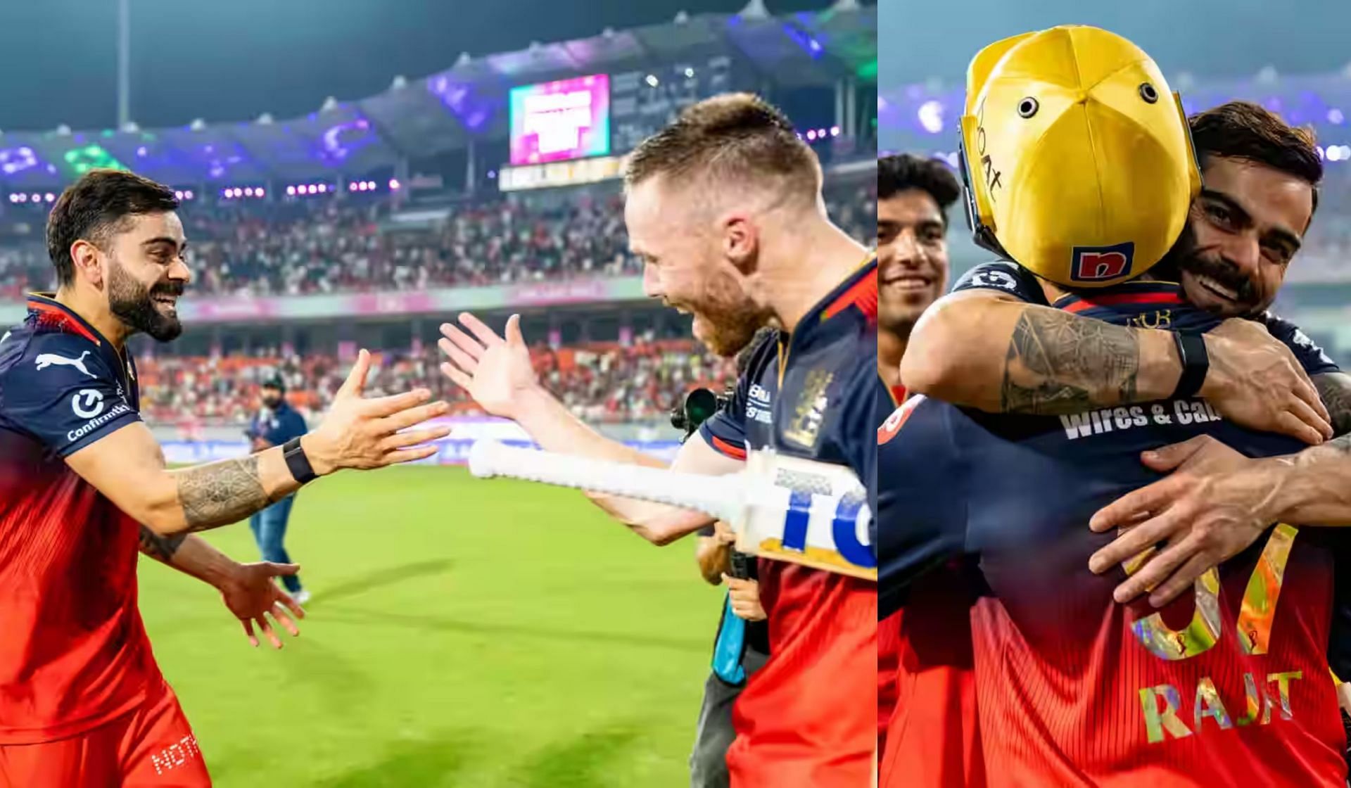 RCB players celebrating after win vs PBKS in Qualifier 1. (Images: bcci.tv)