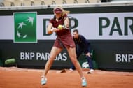 Andreeva plays a backhand at the 2025 French Open - Day Three - Source: Getty