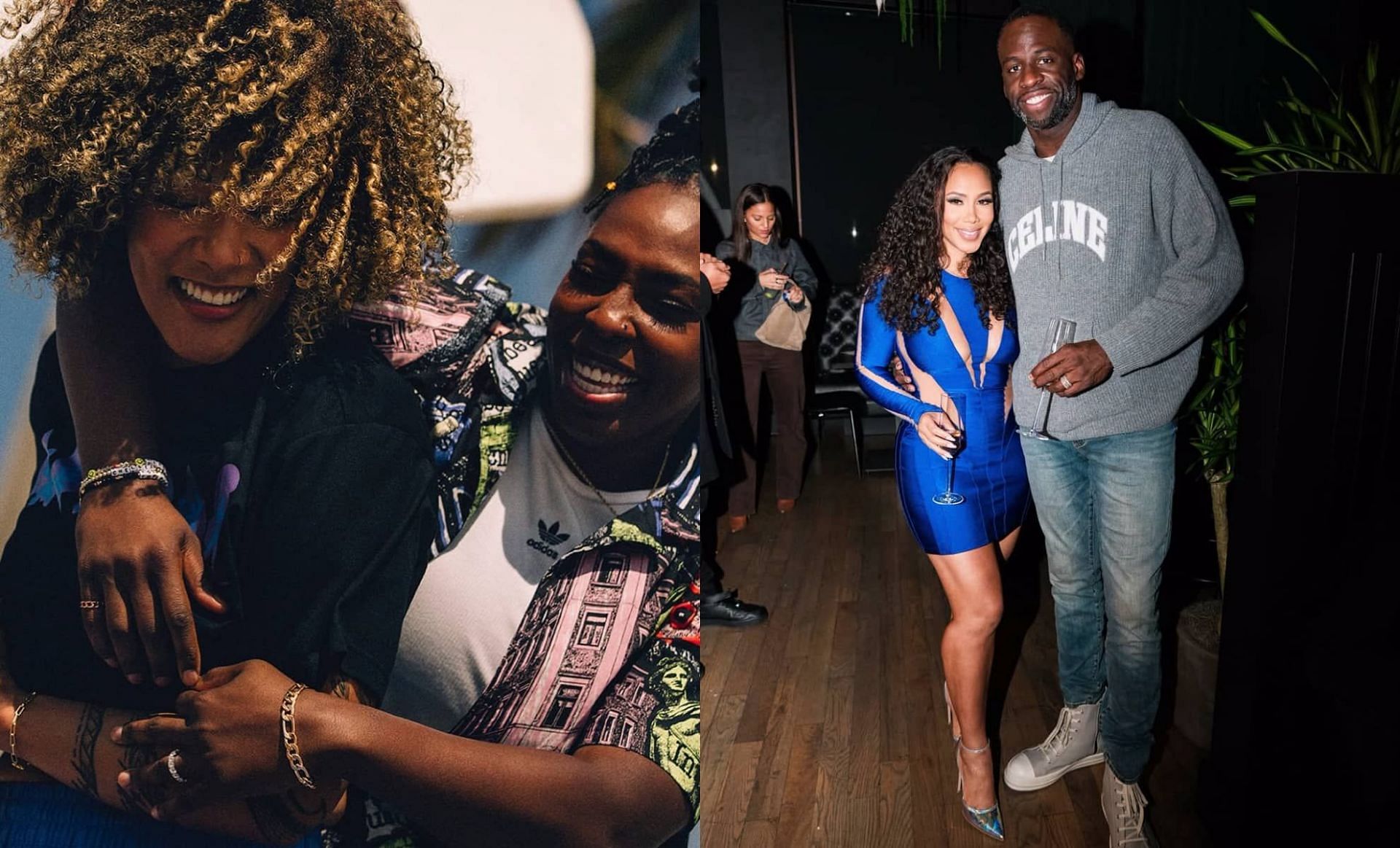 Chelsea Gray with wife and Draymond Green with wife
