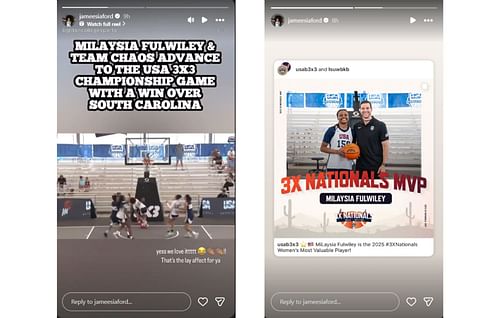 JaMeesia Ford's post for Fulwiley's success at the 3x3 Women's National tournament | via @jameesiaford/ig