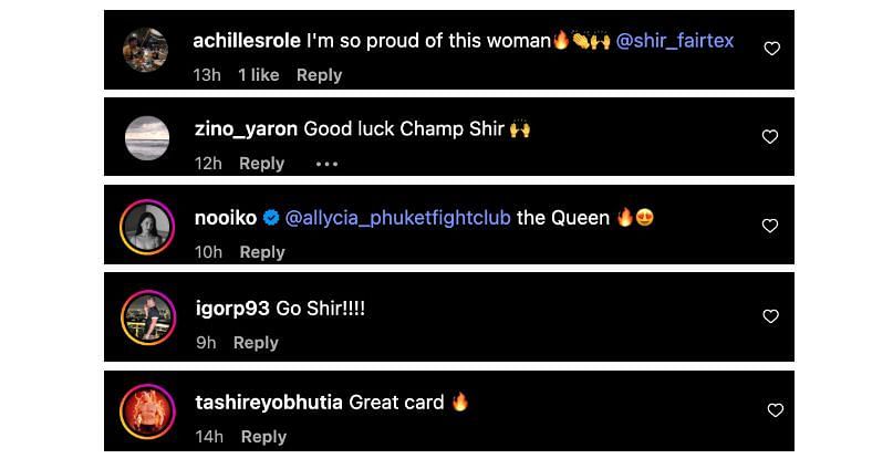 Screenshot of comments. [ONE Championship/Instagram]
