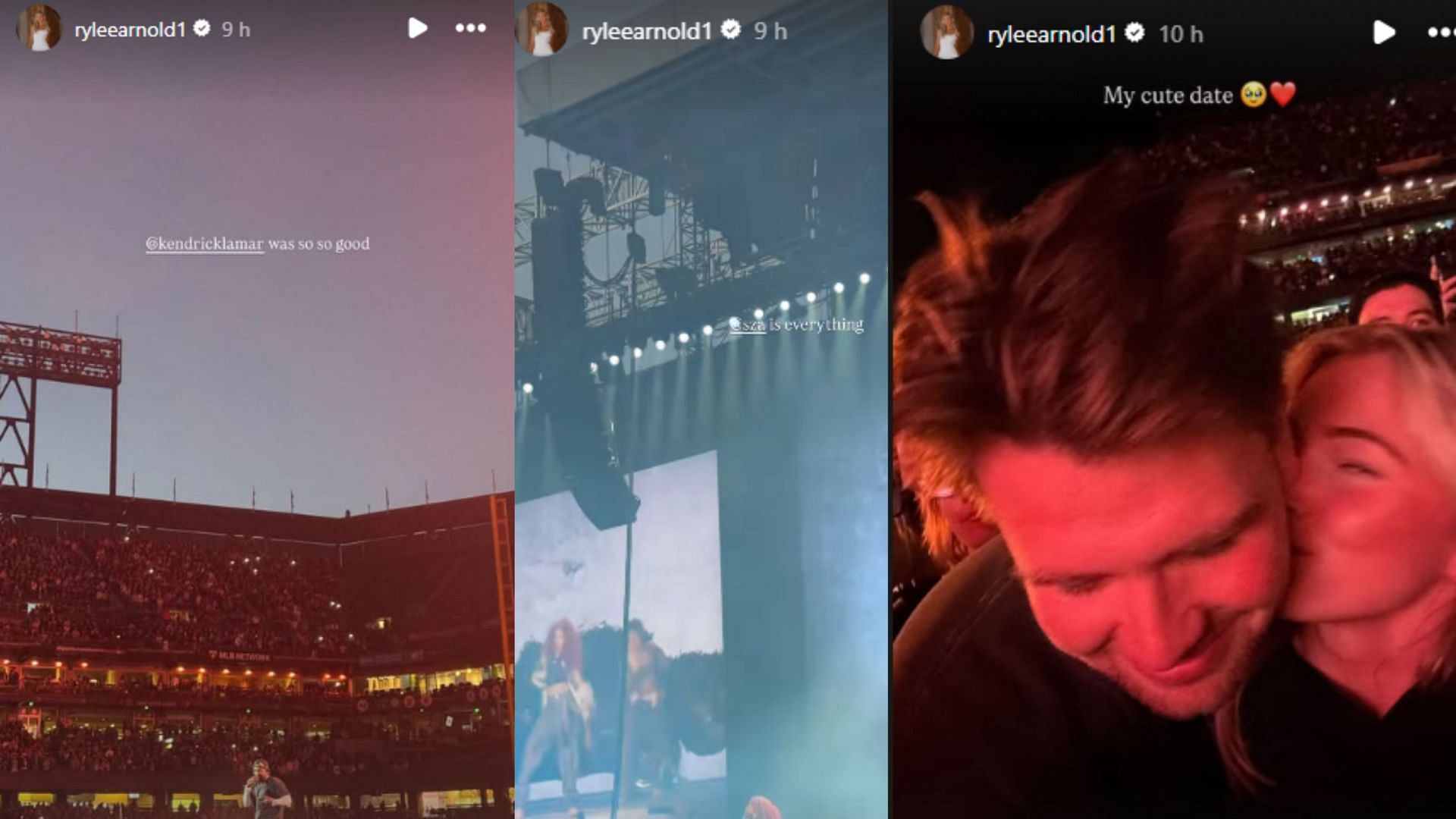 Screengrabs of Rylee Arnold&#039;s Instagram stories on Kendrick Lamar and SZA [Image Source : Rylee Arnold&#039;s Instagram]