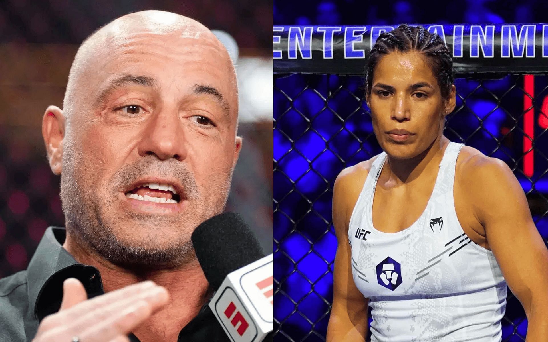 Joe Rogan (left) once defended Julianna Pe&ntilde;a (right) from critics. [Images courtesy: Getty]
