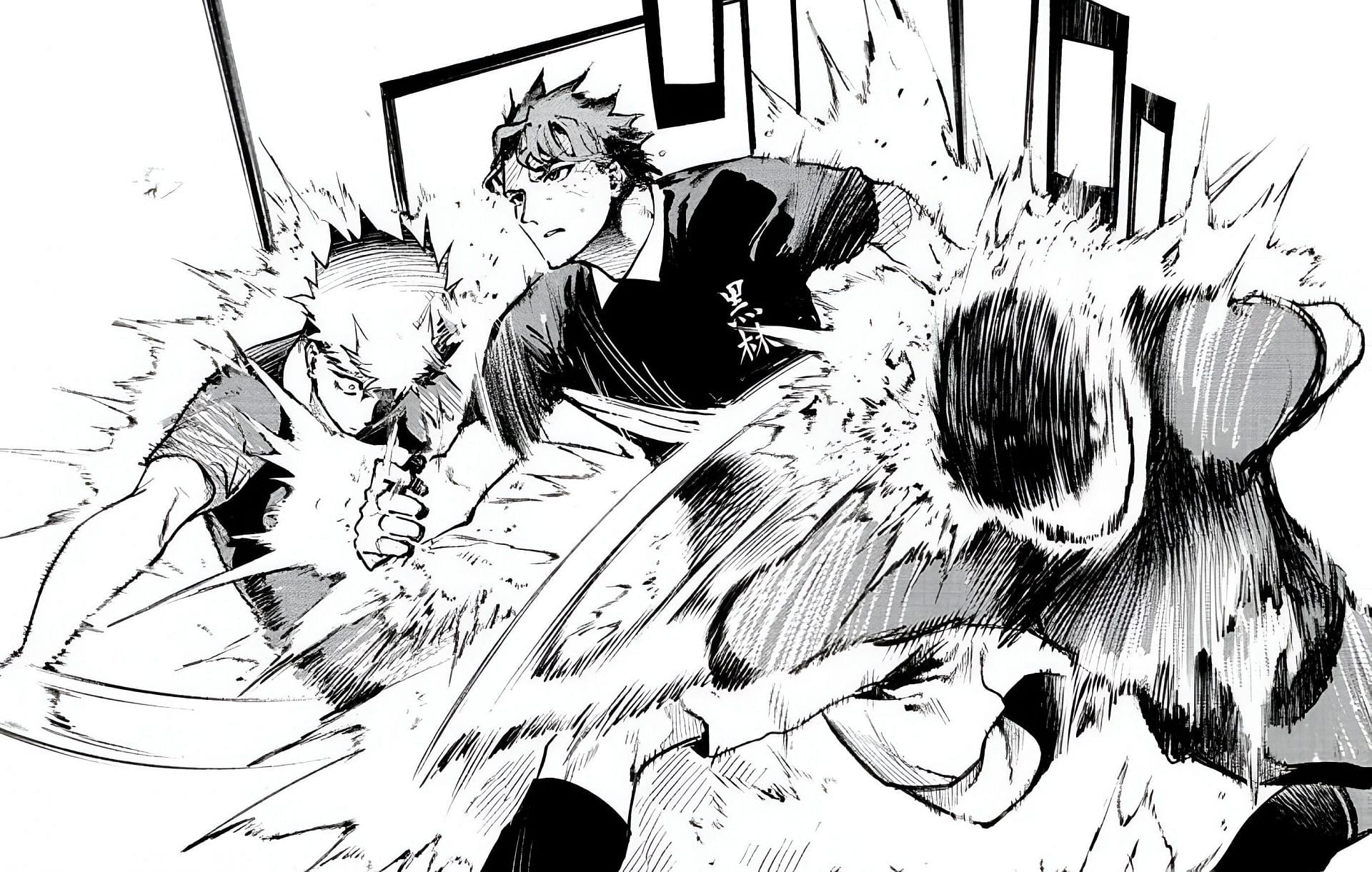 Noboru Haitani, Yuzen Nerima, and Kaoru Bugai as seen in Embers manga (Image via Shueisha)