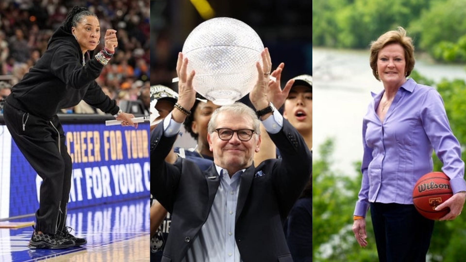 Dawn Staley, Geno Auriemma and Pat Summitt
