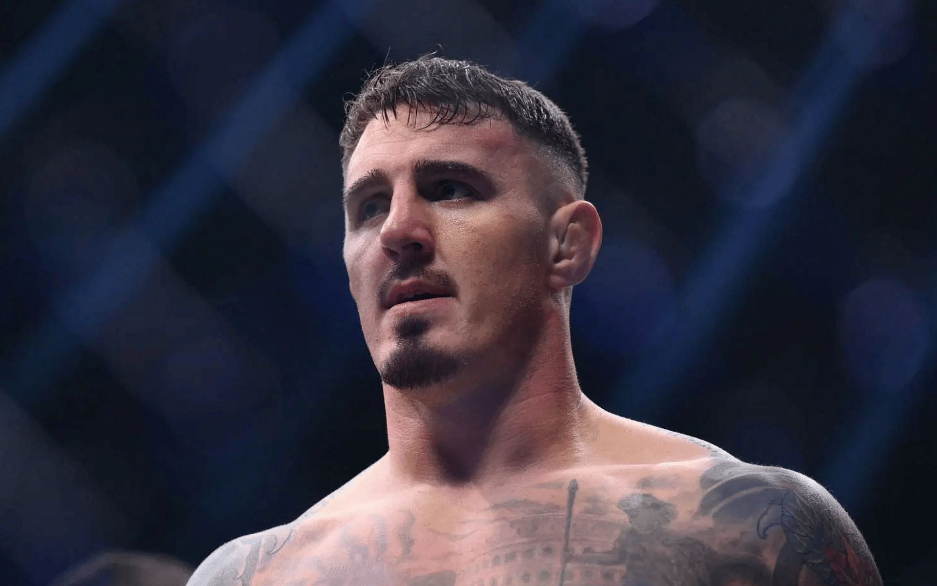 Tom Aspinall reacts to his record-setting interim UFC title reign. [Image courtesy: Getty]