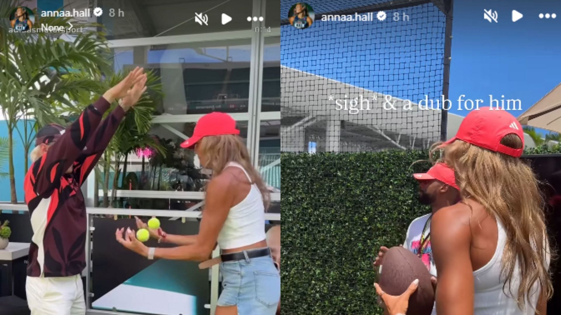 Screengrab of Anna Hall&#039;s fun challenge with Darius Slayton [Image Source: Anna Hall&#039;s Instagram]