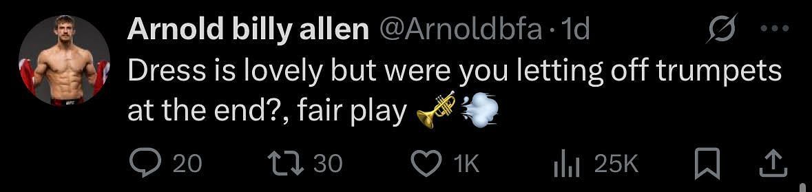 Allen&#039;s comment. [Screenshot courtesy: @ninamdrama on X]