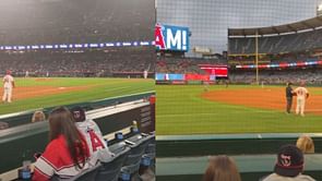 Milan Lucic and wife Brittany enjoy box seats for Blue Jays-Angels game in LA