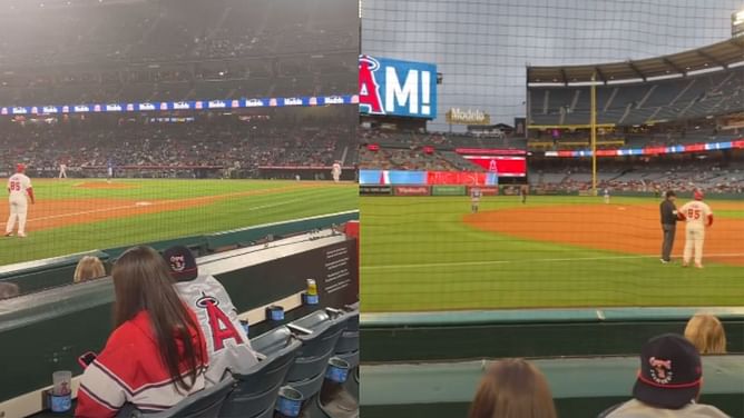 Milan Lucic and wife Brittany enjoy box seats for Blue Jays-Angels game in LA