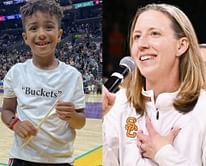 USC HC Lindsay Gottlieb drops 2-word reaction as 7YO son rocks Stephen Curry on his T-shirt