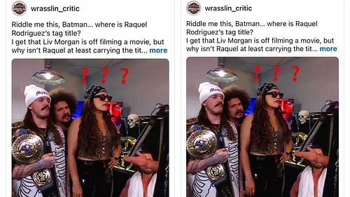 A wrestling fan comments on Rodriguez appearing without her title on RAW. [Image credit: Wrasslin_Critic on threads}
