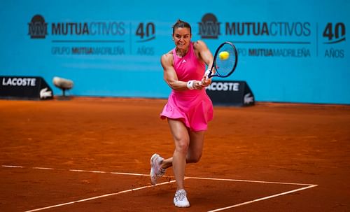 Sakkari plays a backhand in the Madrid Open - Source: Getty