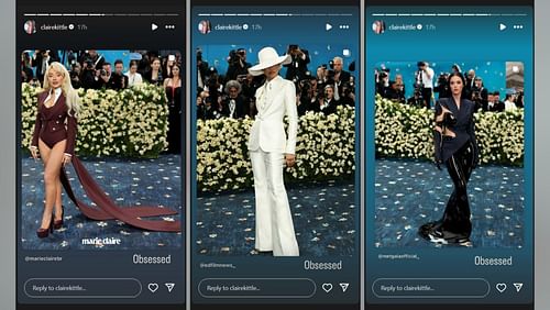 Claire Kittle shares the same 1-word review of Sabrina Carpenter, Zendaya and Katy Perry's Met Gala outfits (Credits: Claire/IG)