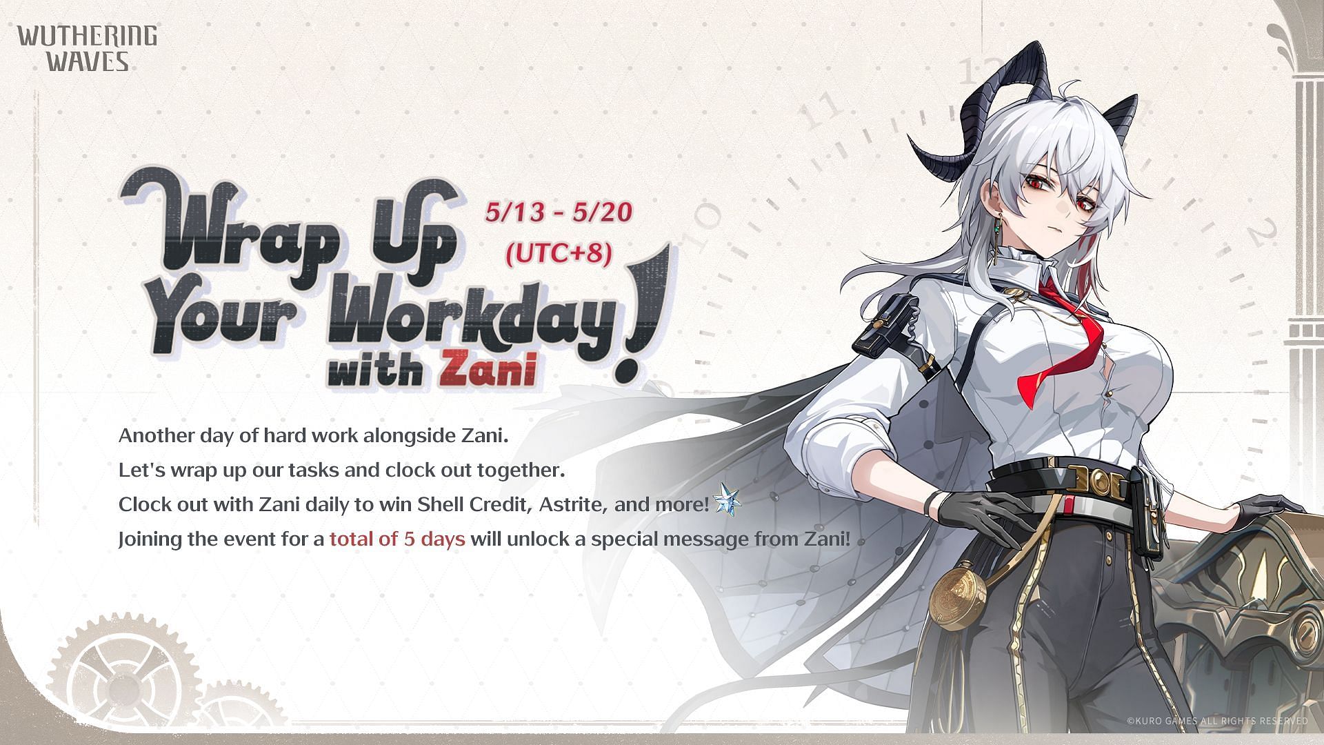 Wuthering Waves Wrap Up your work with Zani web event guide