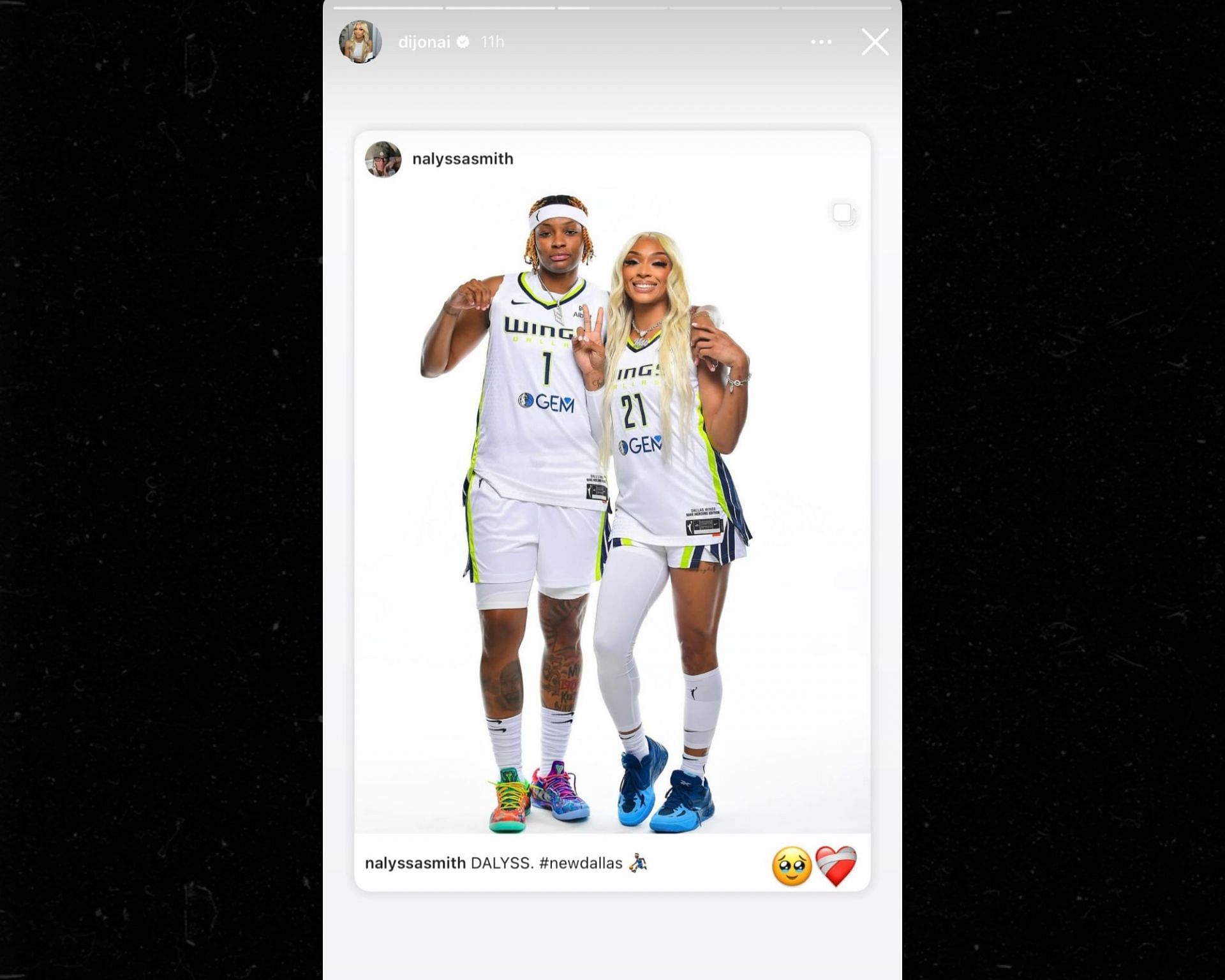 DiJonai Carrington&#039;s Instagram story (IG/@nalyssasmith)