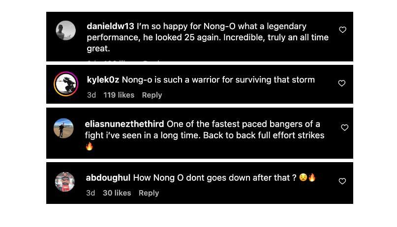Screenshot of comments. [ONE Championship/Instagram]