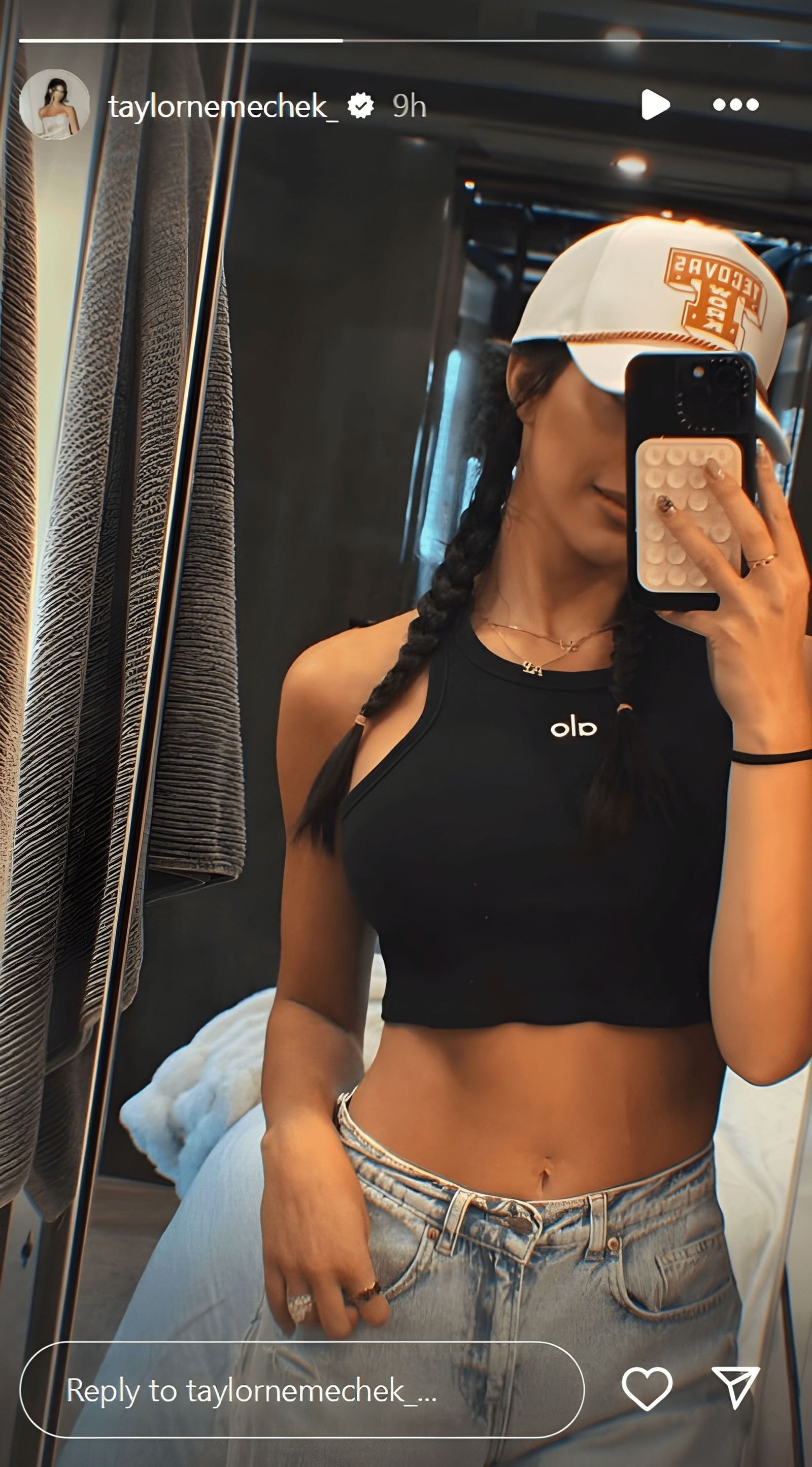 John Hunter Nemechek's wife rocks tank top and denim combo with sleek