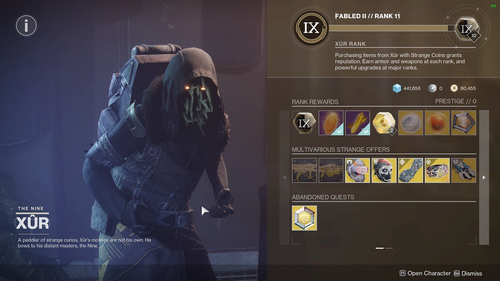 Xur in Destiny 2 (Image via Bungie) 