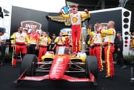 Josef Newgarden celebrates after winning the 108th Running of the Indianapolis 500 - Source: Getty