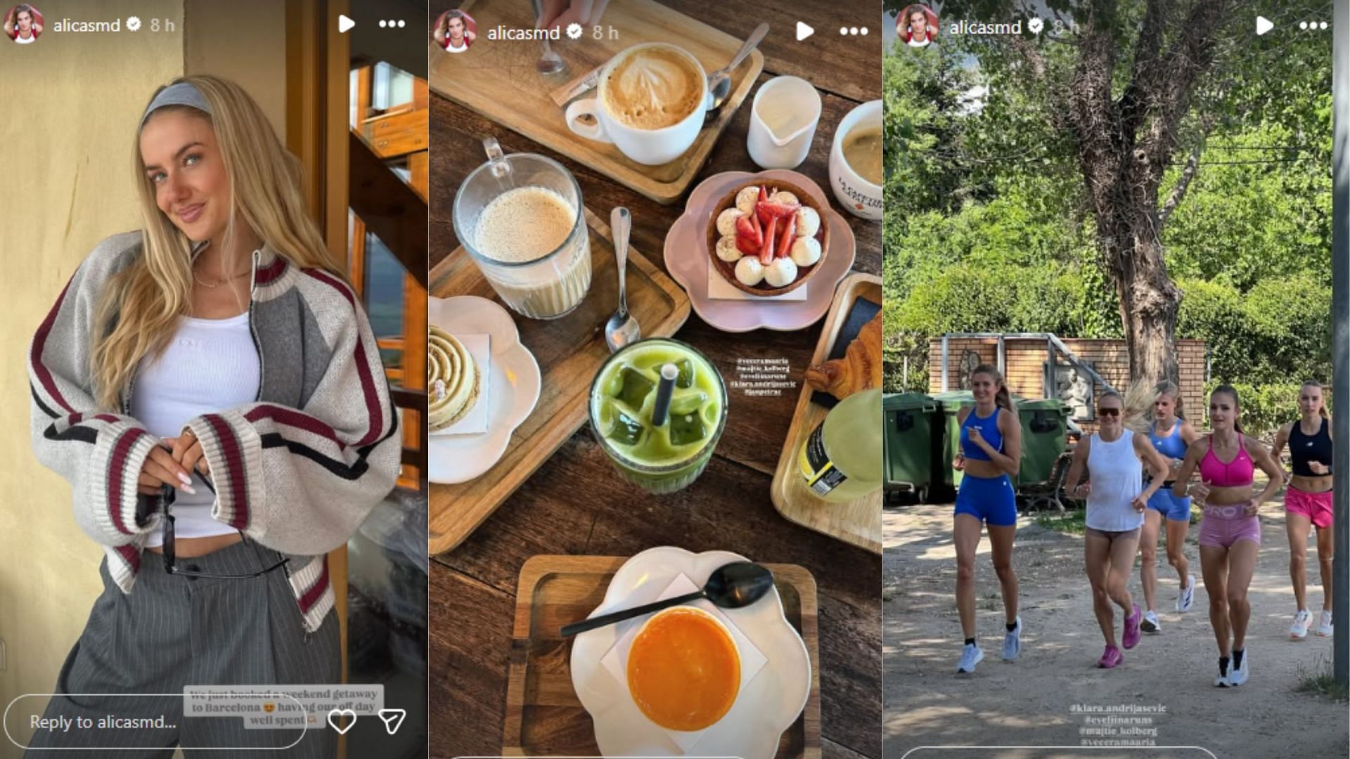 Screengrabs of  Schmidt&#039;s trip to Barcelona and her training camp [Image Source: Alica Schmidt&#039;s Instagram]