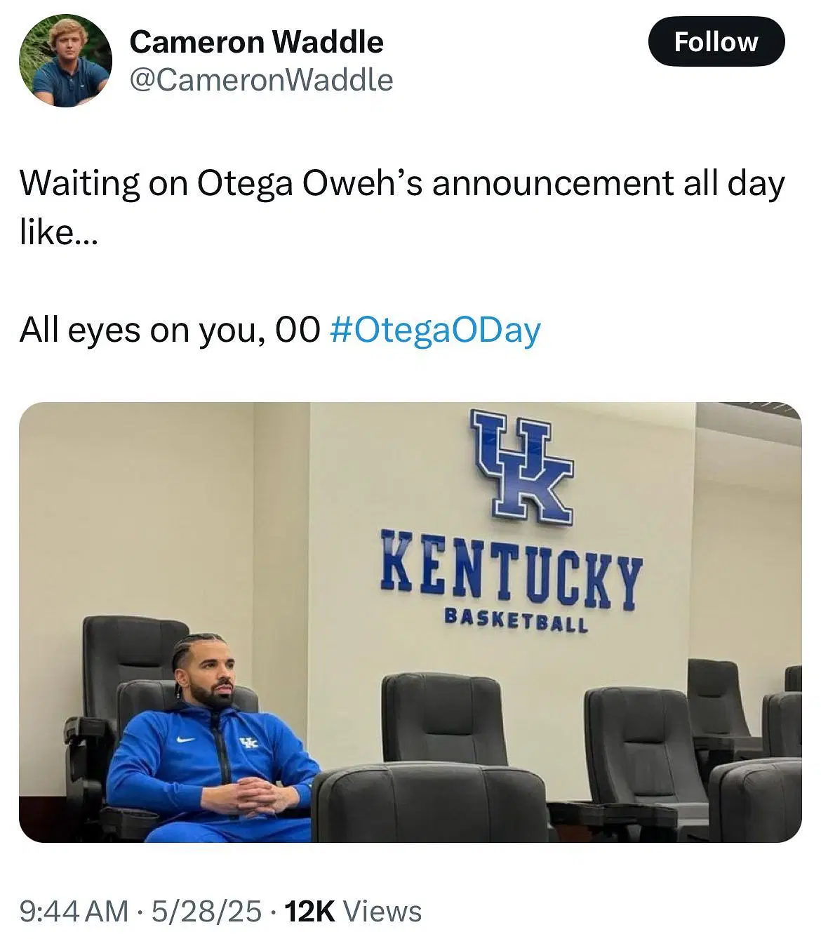 An X user posts about their impatience while waiting for Oweh&rsquo;s decision