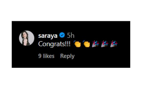 Saraya's comment on Big E's Instagram post