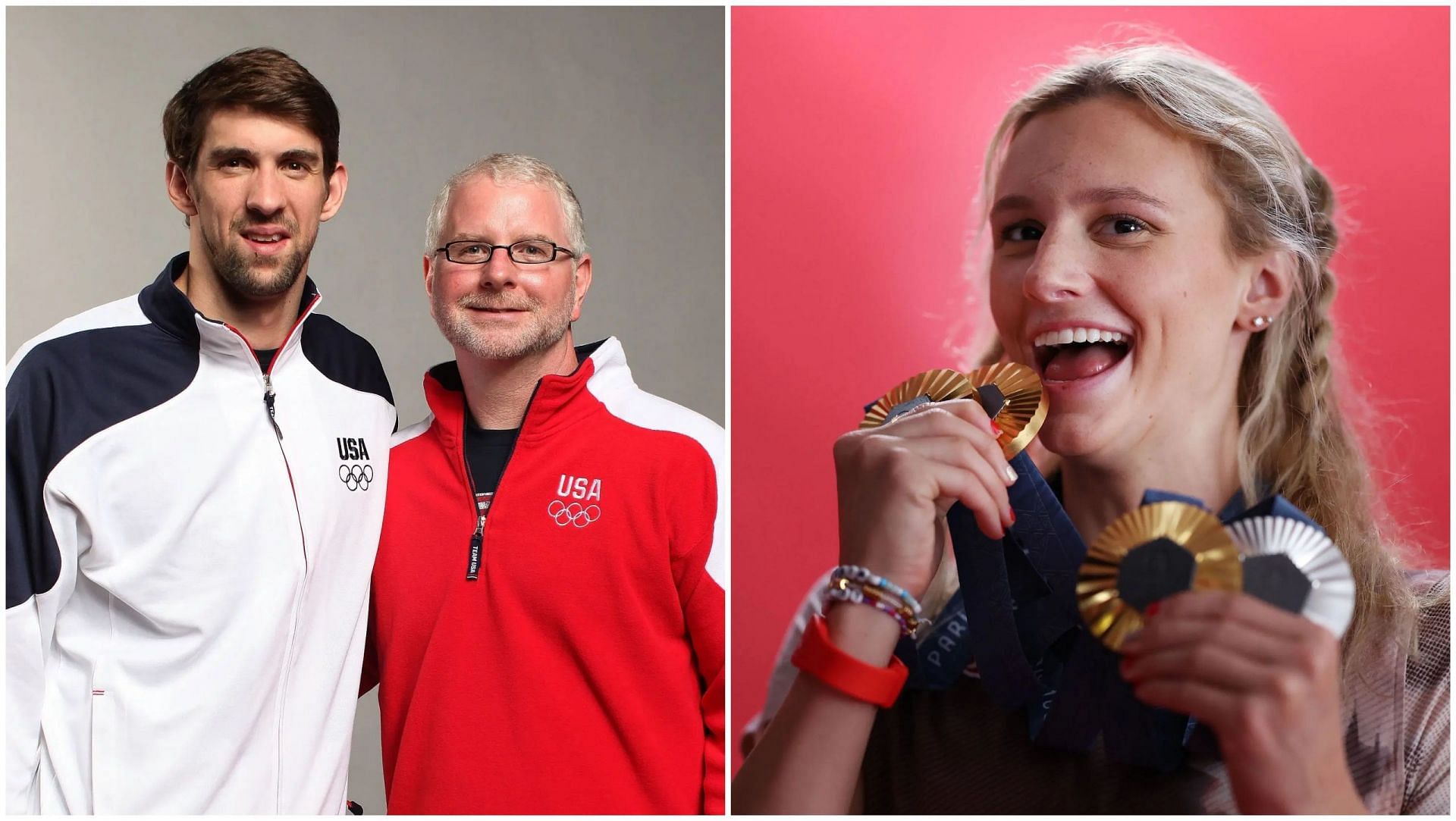 Michael Phelps, Bob Bowman and Summer McIntosh