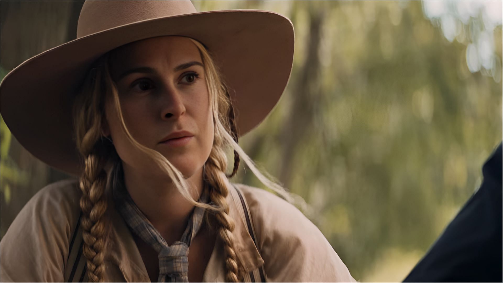 Katherine Atherton (Rumer Willis) prepares for her journey toward justice in Trail of Vengeance (2025). (Image via SkipStone Studios)