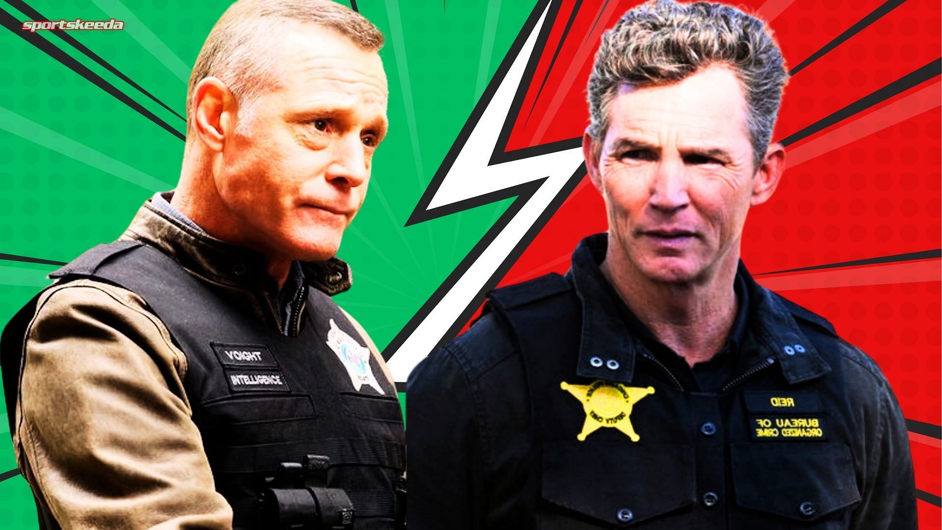 An image of Voight and Reid from the series Chicago P.D. (Custom cover edited by Sportskeeda, Original Image [NBC])