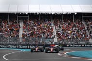 Charles Leclerc leads Lewis Hamilton on track during the F1 Grand Prix of Miami - Source: Getty