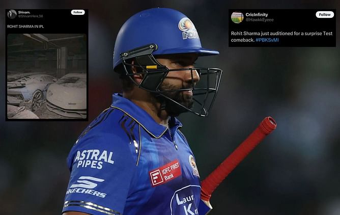"Auditioned for a surprise Test comeback"- Fans react to Rohit Sharma's sluggish knock in PBKS vs MI IPL 2025 match