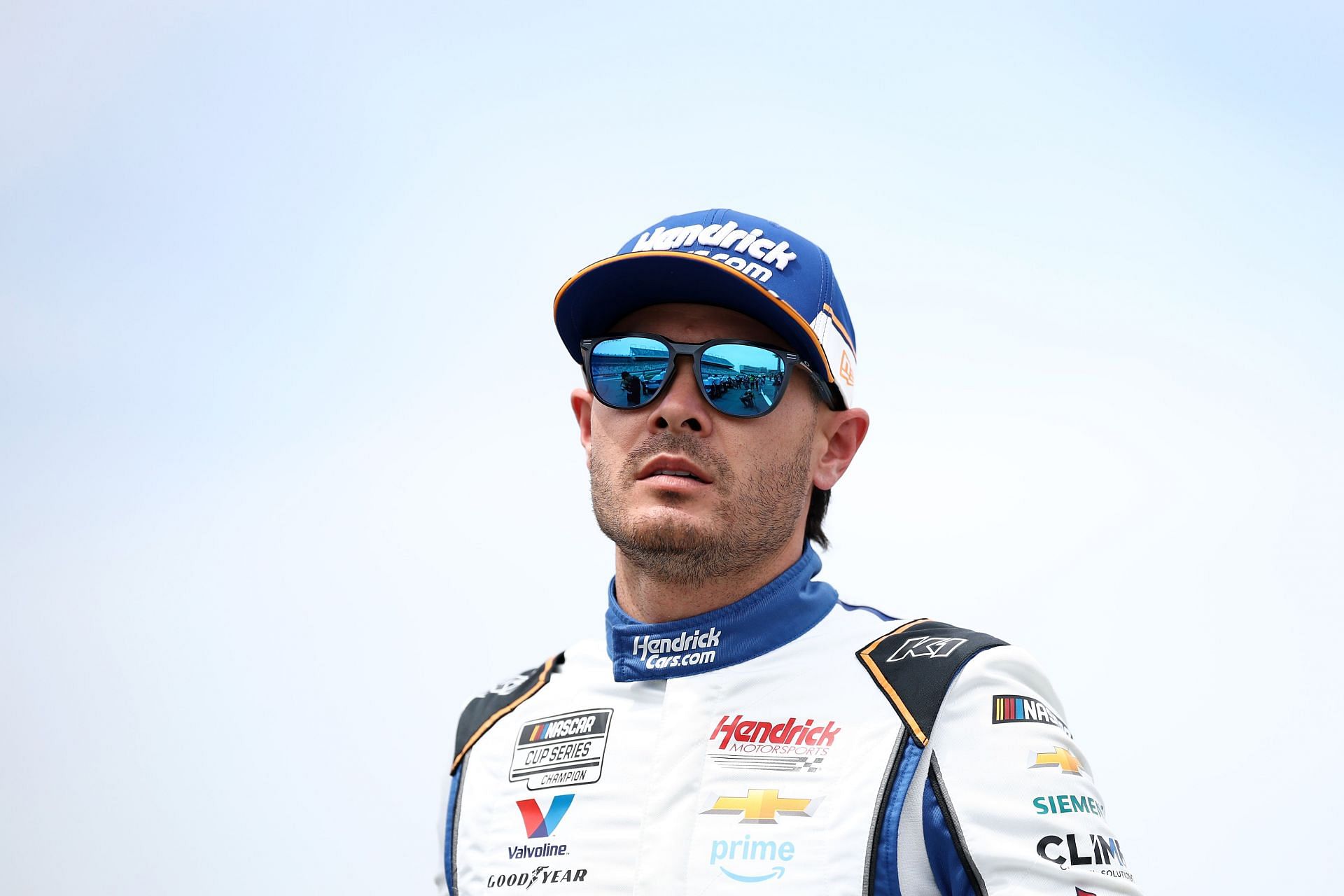 Kyle Larson looks on during qualifying for the Coca-Cola 600 at Charlotte Motor Speedway - Source: Getty