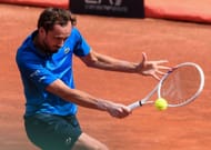 Medvedev in action at the Internazionali BNL D'Italia 2025 - Day Five - Source: Getty