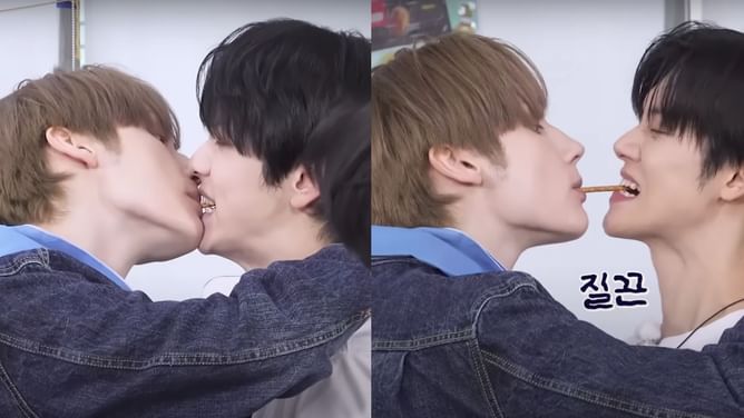 “LITERALLY KISSED”— Fans go wild over TXT’s Huening Kai and Soobin’s Pepero challenge