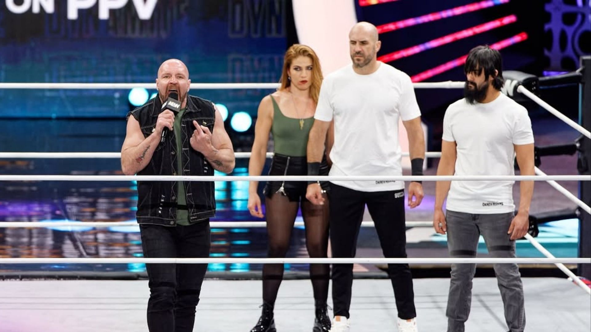 AEW World Champion Jon Moxley with the Death Riders (Image via Claudio