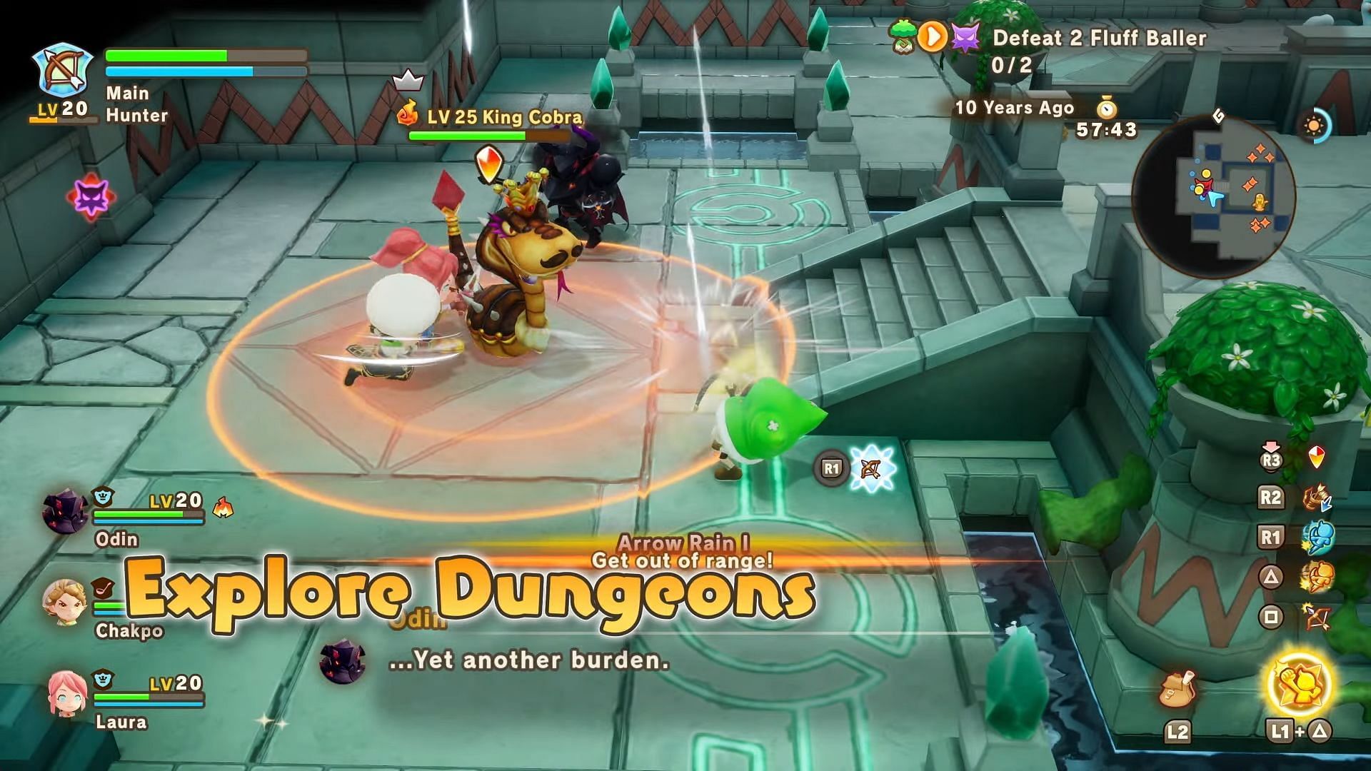 Engaging in battles in dungeons with friends (Image via LEVEL5 Inc)