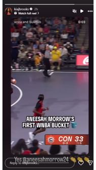 Kia Brooks hypes Morrow after her first WNBA points | @kiajbrooks/ig