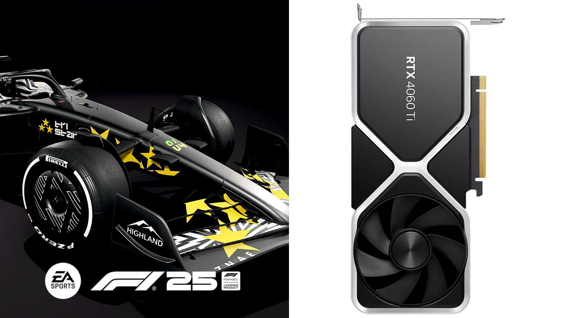 The Nvidia RTX 4060 and 4060 Ti are high-end GPUs for playing F1 25 (Image via Best Buy and Electronic Arts)