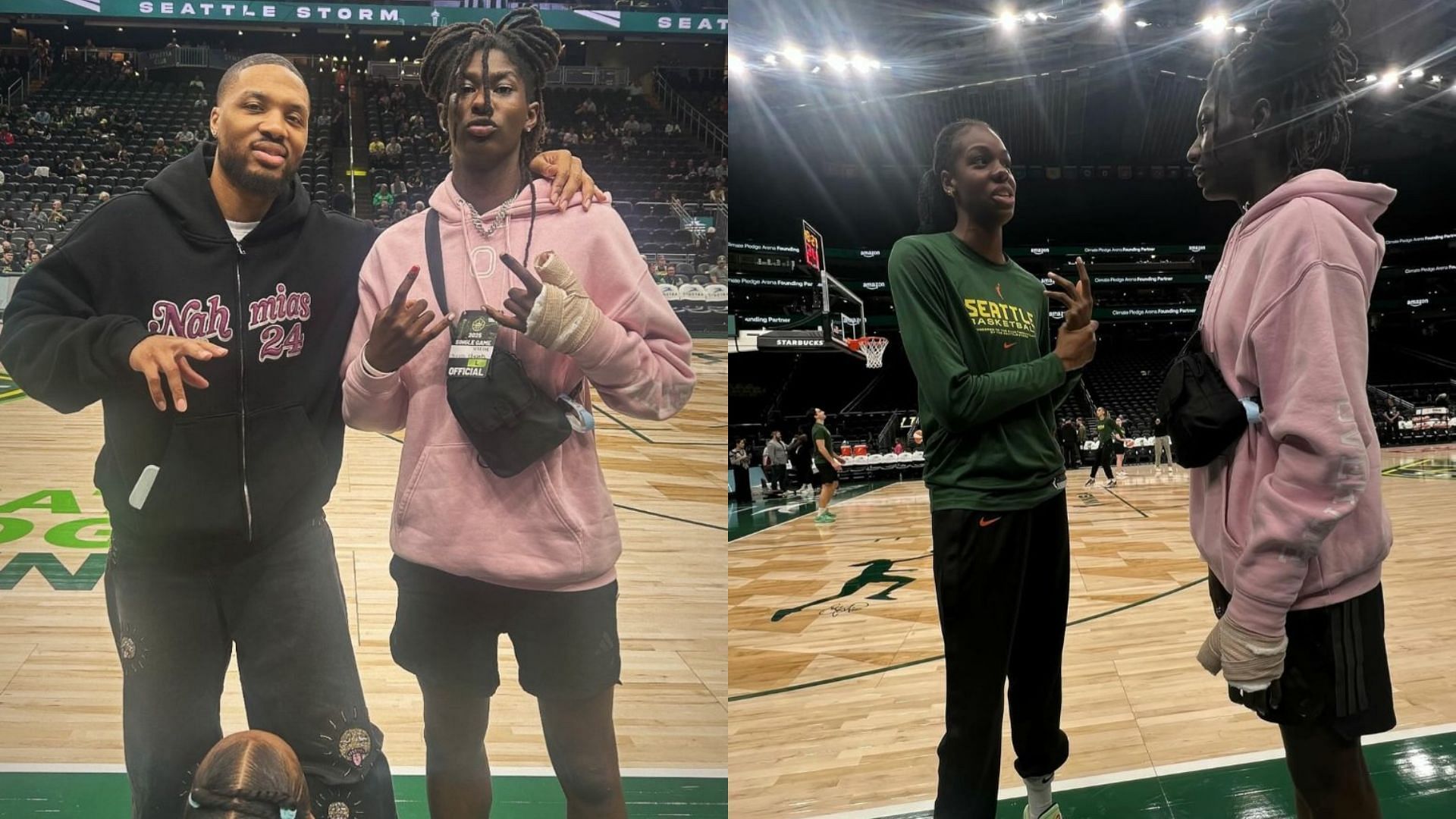 Five-star prospect Oliviyah Edwards with Dominique Malonga and Damian Lillard. Source: Instagram/@oliviyah.edwards