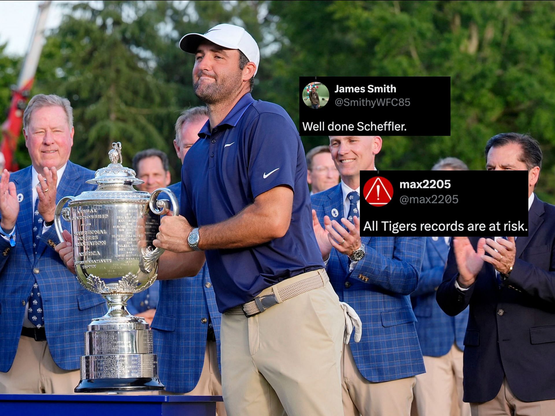 Scottie Scheffler wins the PGA Championship 2025 (Image via Imagn, x@max2205, x@SmithyWFC85)