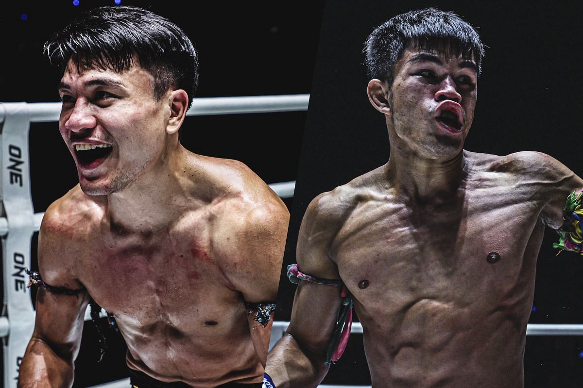 Nakrob (R) looks to deliver the heavier punches to Jaosuayai (L) at ONE Fight Night 32. -- Photo by ONE Championship