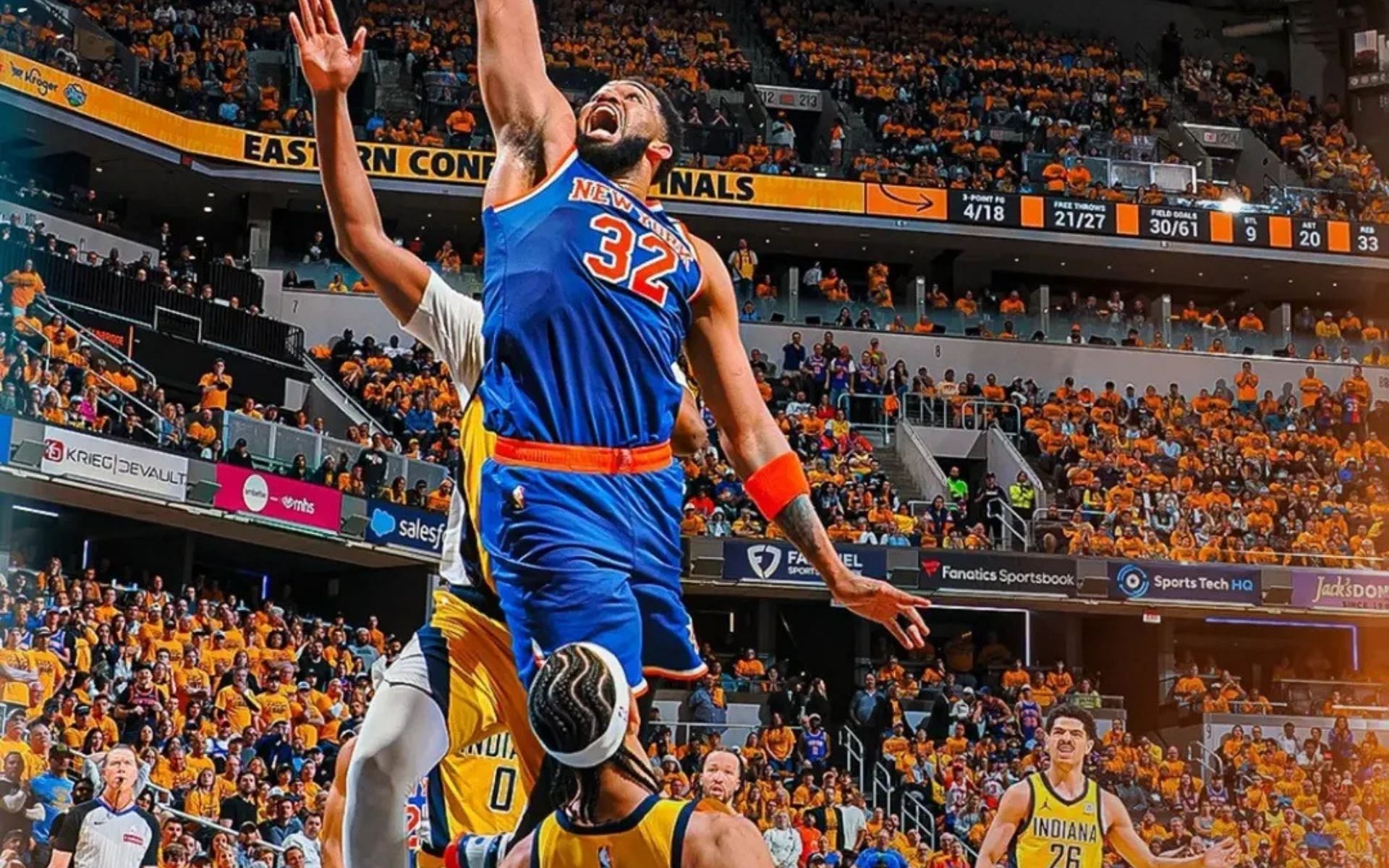 A UFC fighter supports New York Knicks in the Eastern Conference finals. [Image courtesy: @nyknicks on Instagram]