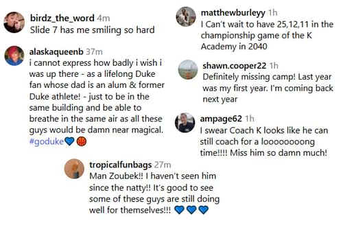 Fans react to Mike Krzyzewski's annual camp | via @dukembb/Instagram
