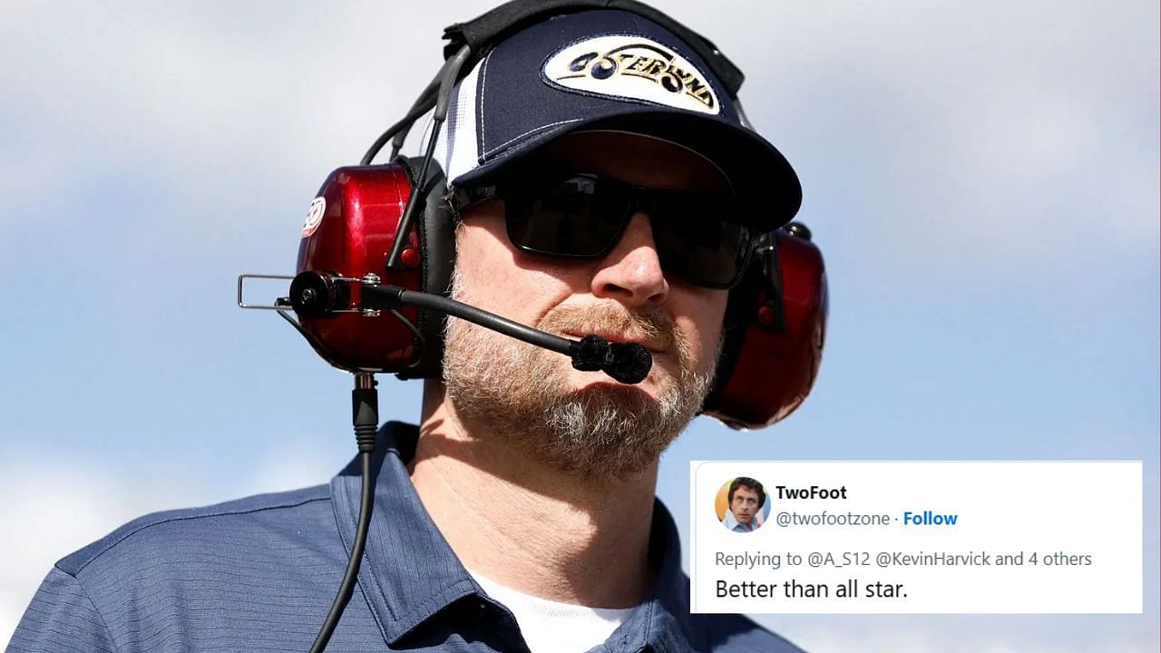 Dale Earnhardt Jr. (Background Image via Getty, X/@twofootzone)