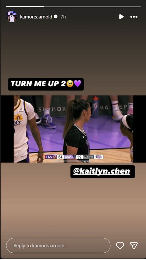 Kamorea Arnold's story post for Chen's WNBA debut | via @kamoreaarnold/IG