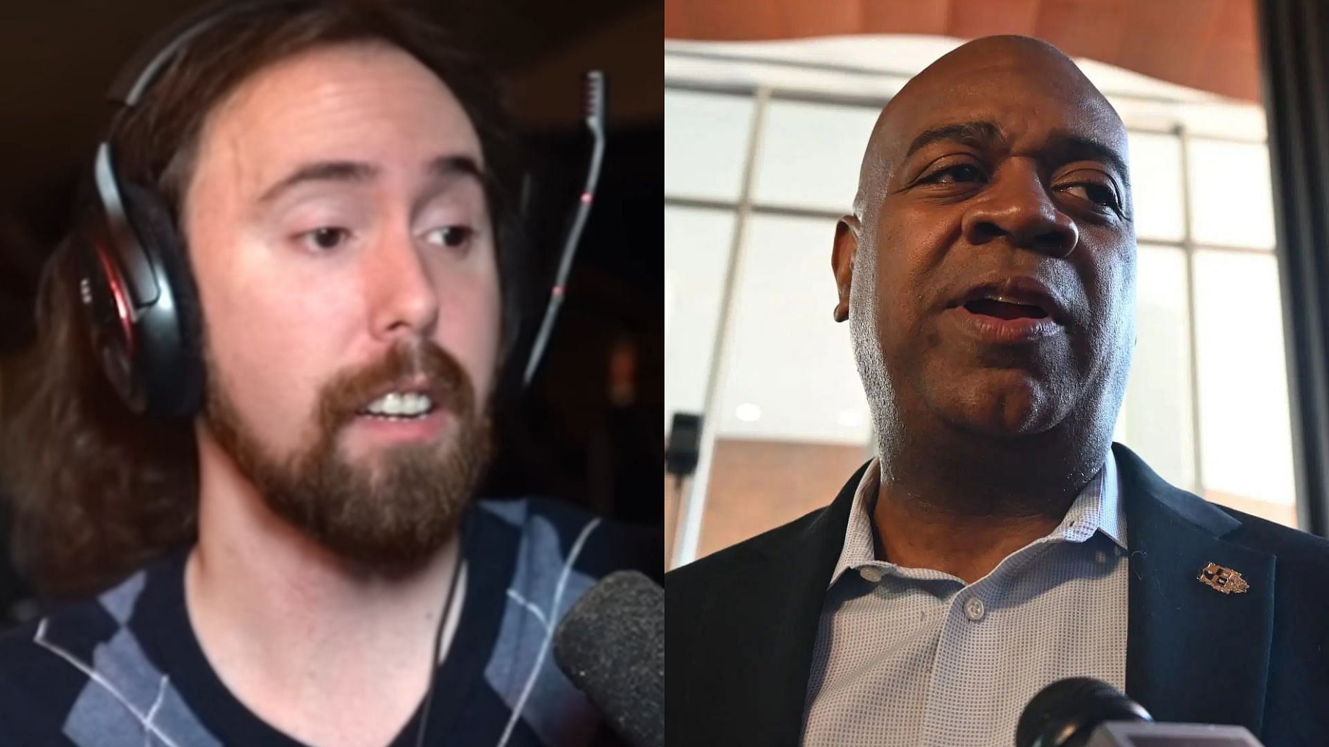 Asmongold speaks on the Ras Baraka controversy (Images via Asmongold TV/YouTube, Getty)