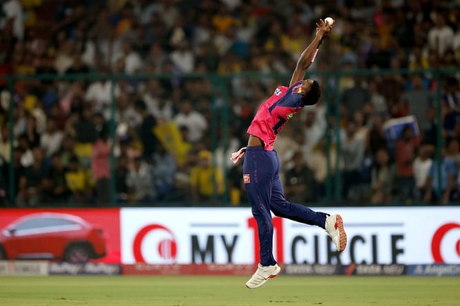 Kwena Maphaka times his jump to perfection to pull off a brilliant catch and send Urvil Patel back for a duck in CSK vs RR IPL 2025 game [Watch]